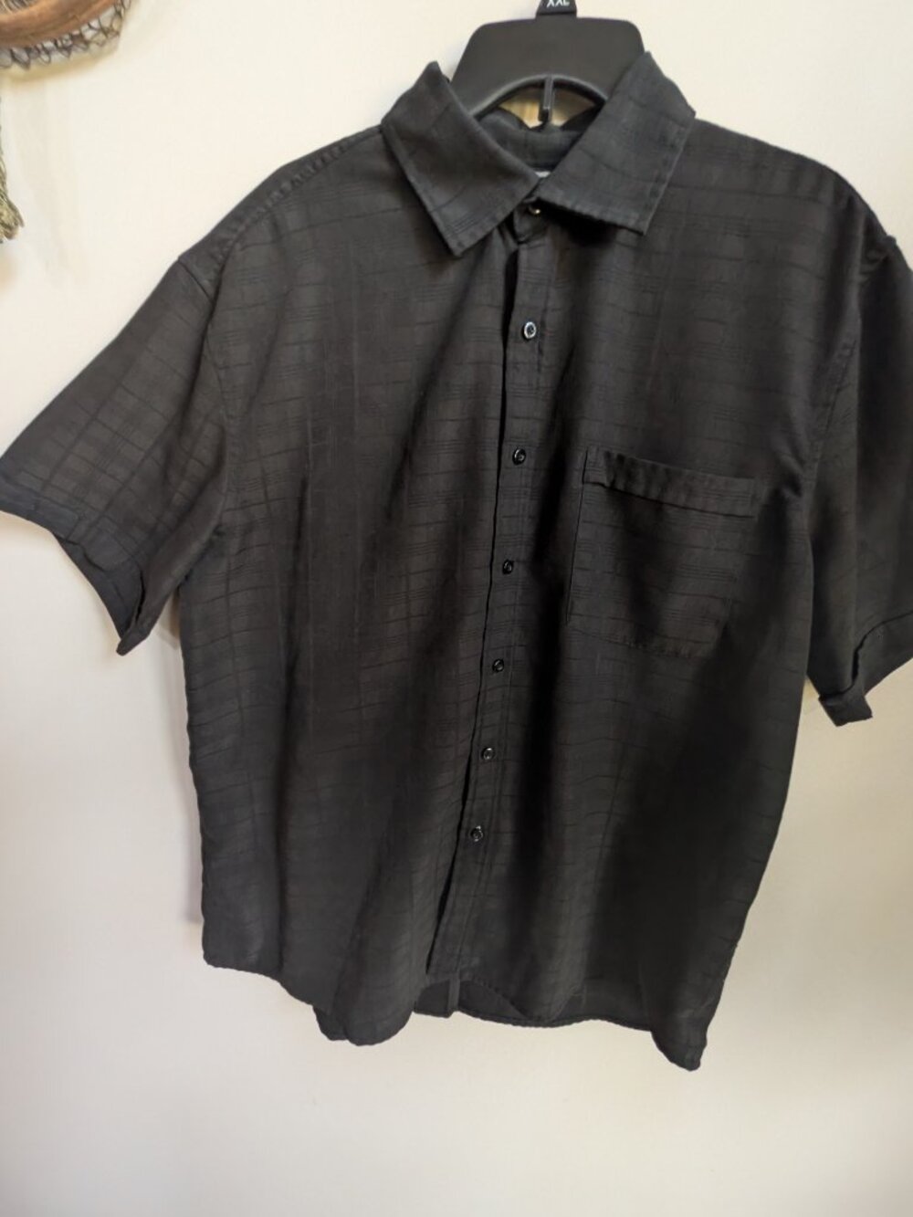 bruno new york sueded black short sleeve button up shirt size XL #427